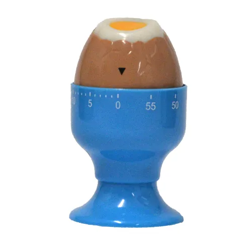 Kookwekker blauw eierdop met een gekookt ei erin